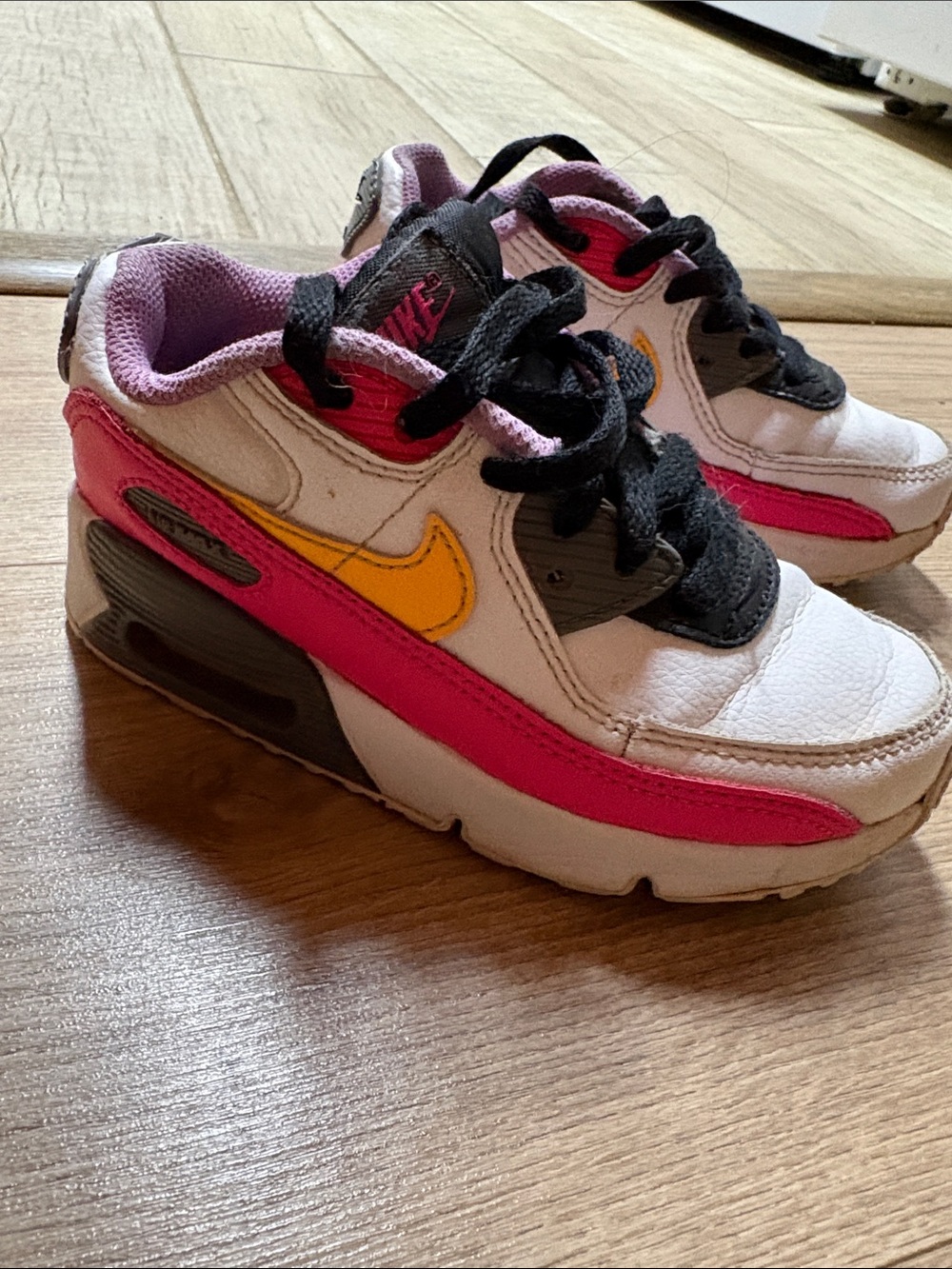 Nike Kids White Pink Yellow Air-Style Sneakers